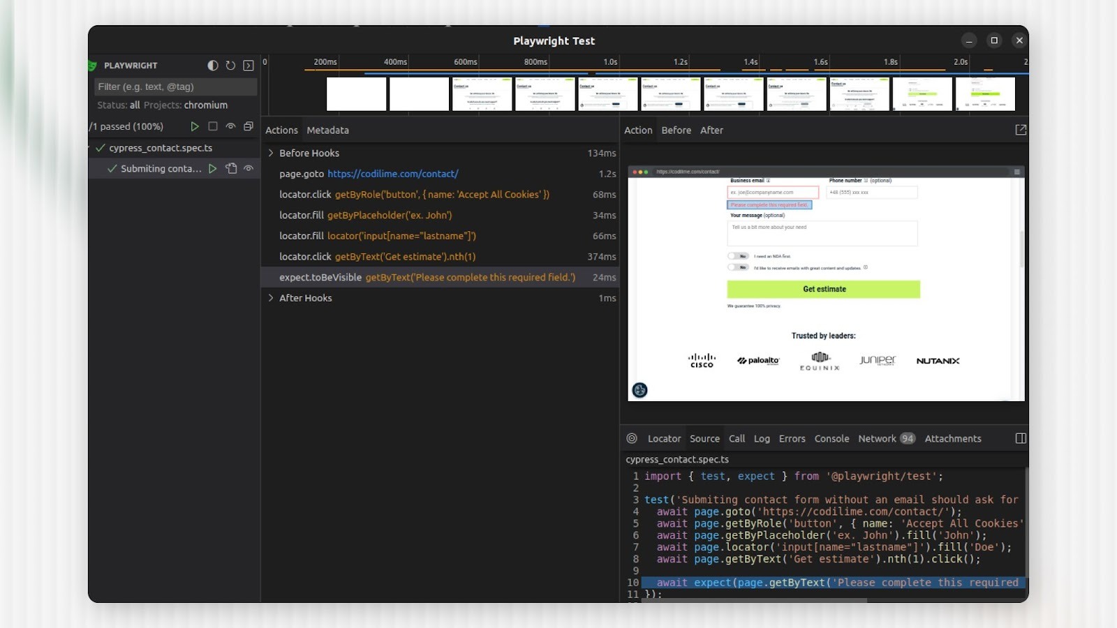 Playwright (Web UI + API)